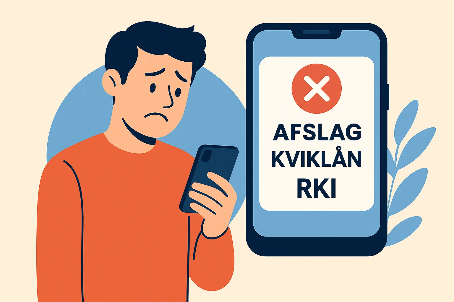 Illustration af person der modtager afslag på kviklån på grund af RKI-registrering