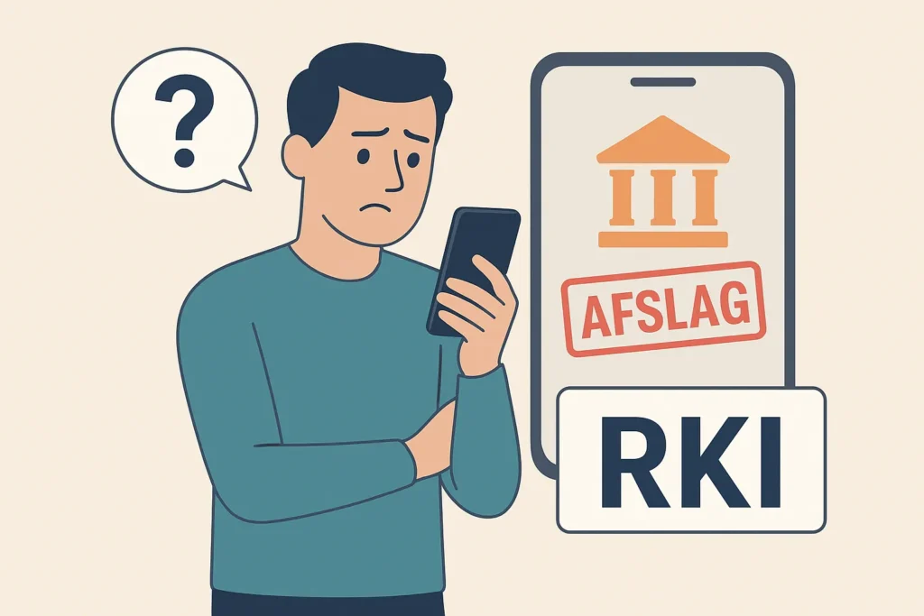 Illustration af person der får afslag på mobile lån på grund af RKI-registrering